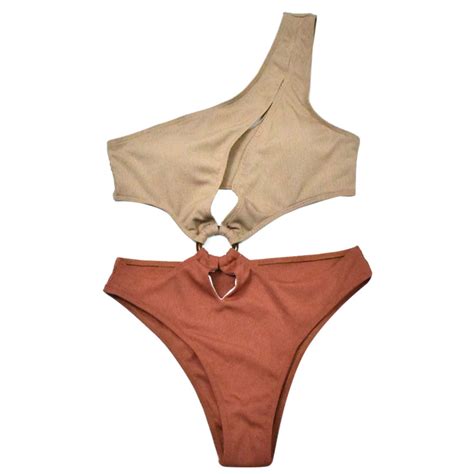 Traje de Baño Gibobby Sexy Bikini un solo hombro bloqueo de color mujer A M Walmart en línea