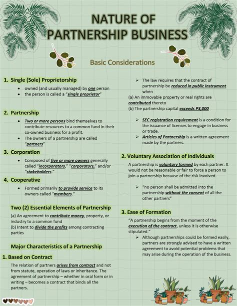 Review Notes Chapter 1 Acctg NATURE OF PARTNERSHIP BUSINESS 1