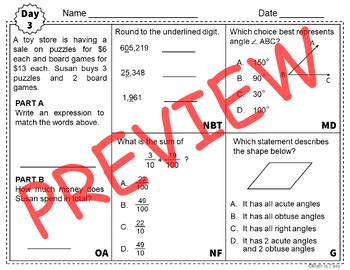 grade math test prep worksheets morning work  math  easy