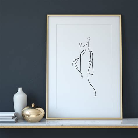 One Line Woman Drawing Female Body Print Nude Line Art Etsy