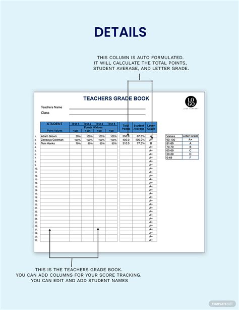 Teacher Grade Sheet Template - Google Docs, Google Sheets, Excel, Word ...