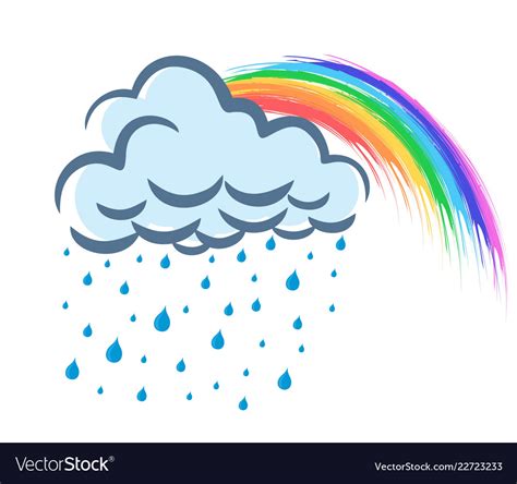 Rainbow with rain Royalty Free Vector Image - VectorStock