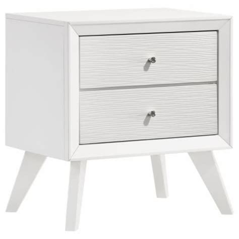 Zoe Inch Nightstand Drawers With Knobs Wave Effect Design White