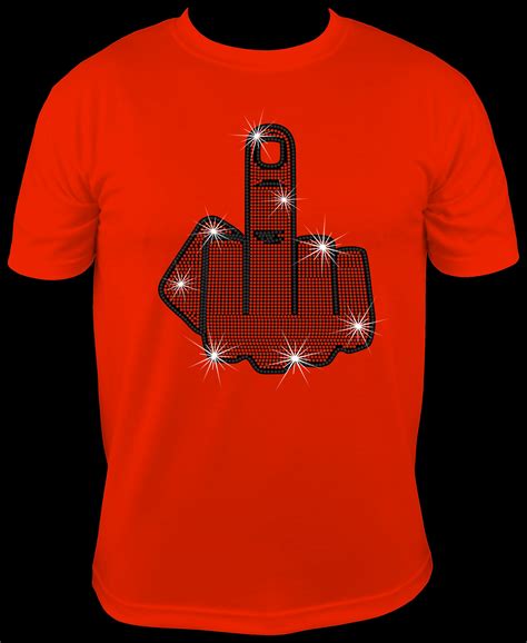 Fuck You Middle Finger Ss Rhinestone Template Sublimation Etsy