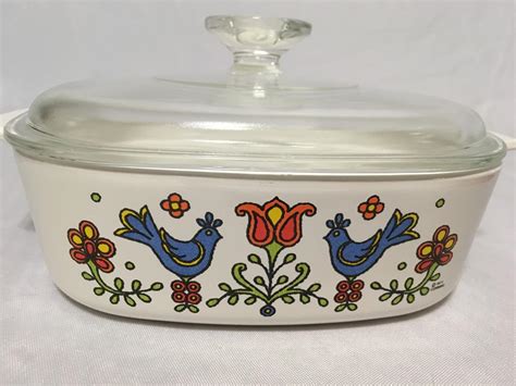 Corning Ware Vintage Casserole Country Festival A B Qt W Lid