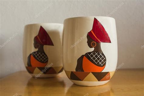 Coffee mugs. Traditional african handmade style. Craftsmanship. Image ...