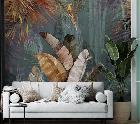 3D Tropical Leaves Wallpaper Mural Wall Murals for Walls, Lush Greenery ...