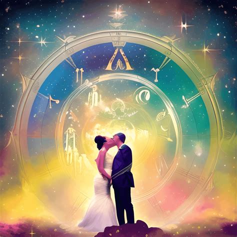 Fantasy Art Wedding Couple Portrait with Celestial Astrological Background · Creative Fabrica