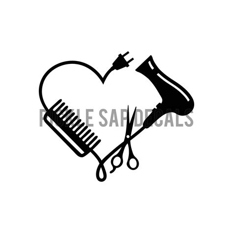 Hairdresser Stylist Cosmetic Scissors Comb Blow Dryer Heart