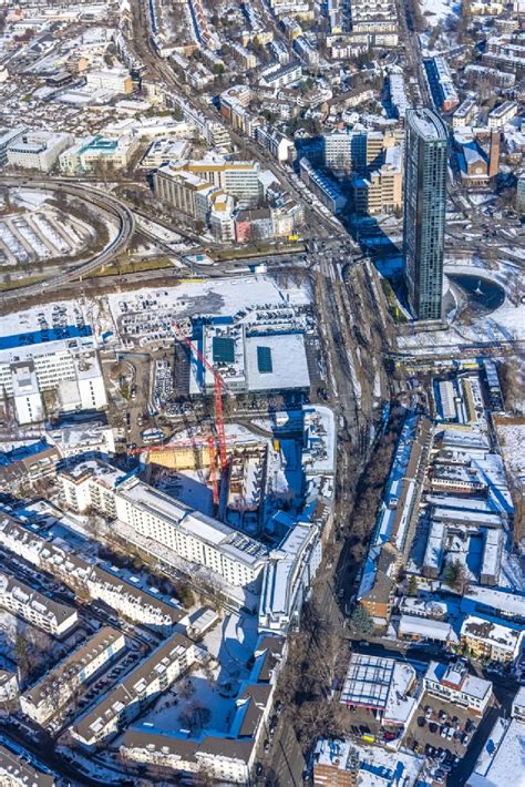 D Sseldorf Von Oben Winterluftbild Baustelle Zum Neubau Des Hochhaus