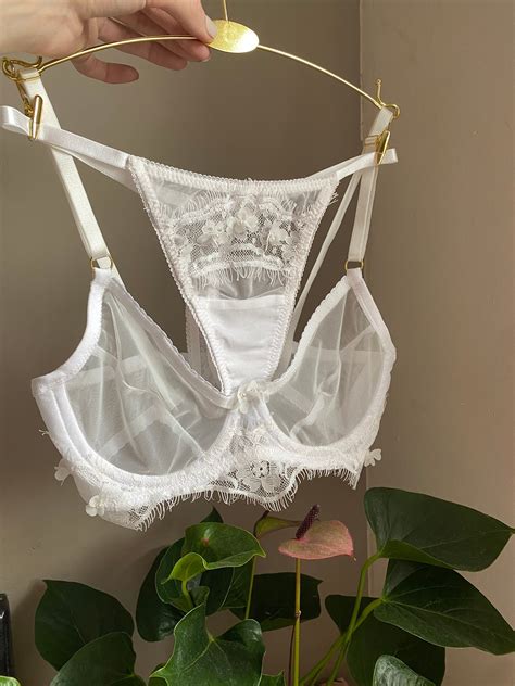 Lana Lace Mesh Floral Lingerie Set Etsy