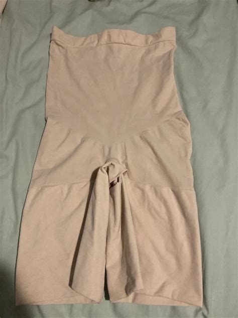 SPANX WOMEN S HIGH WAISTED Mid Thigh Shaping Shorts Soft Nude Size Large 21 64 PicClick UK