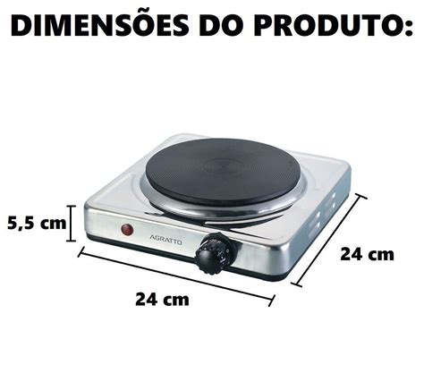 Fogão 1 Boca Elétrico 220v - Fogão 1 Boca Elétrico Portátil Aço Inox 1500W 220V Agratto - Cooktop 1 ...