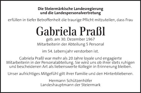 Traueranzeigen Von Gabriela Pra L Trauer Kleinezeitung At