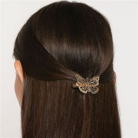 Buy Oomph Jewellery Gold Tone Filigree Butterfly Shape Hair Clip