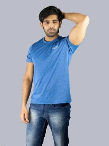 Plain Polyester Senpai Men Grey Dry Fit Round Neck T Shirt At Rs 750