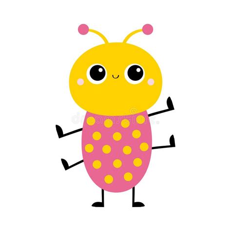 Cartoon Beetle Bug Insect Animal Cute Kawaii Smiling Baby Character