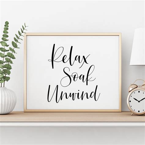 Bathroom Printables Relax Soak Unwind Printable Art Bathroom Wall