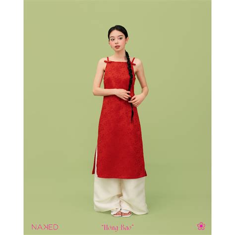 Váy yếm gấm 2 dây kèm quần Naked by V Hồng Bao Shopee Việt Nam