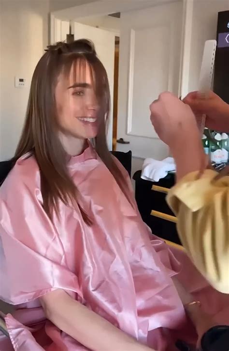 Lily Collins' hairstylist cuts her 'Emily in Paris' bangs: video