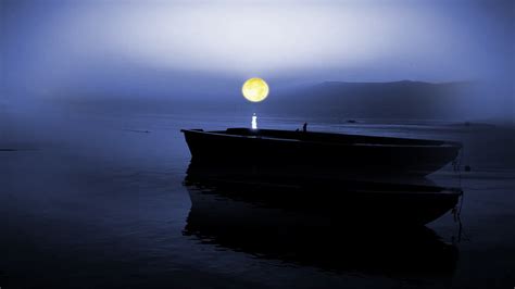 moon, boat, lake, night 11837831 Stock Video at Vecteezy