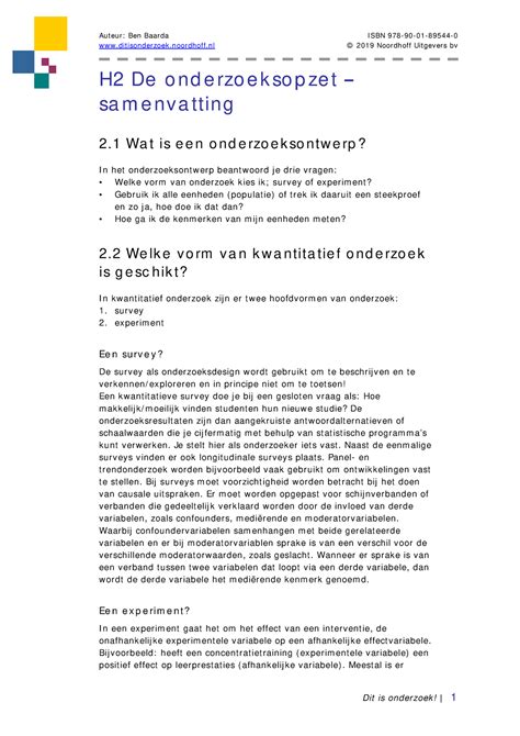 D Samenvatting Hoofdstuk Ditisonderzoek Noordhoff