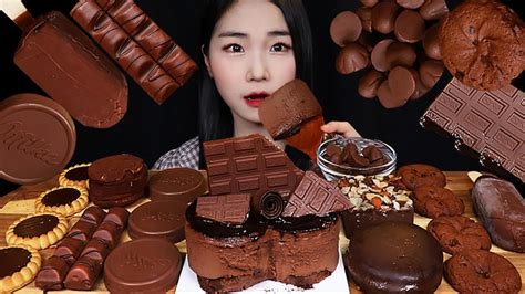 Asmr Mukbang🍫chocolate Party🍫초코무스케이크 아이스크림 초콜릿 브라우니 밀카 마카롱 초코파이 쫀득초코칩