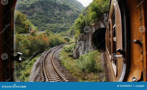 A Glimpse of the Train Can Be Seen through the Opening of the Narrow ...