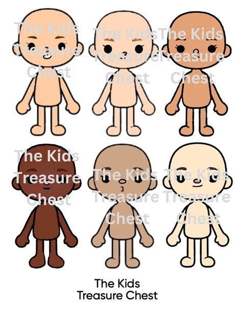 Inspired Toca Boca 2 Pages Paper 6 Skin Tones And 6 Hairs 6 Dolls And 6