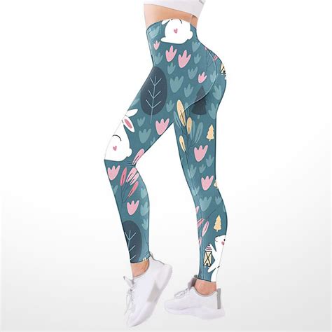 Hcuribad Yoga Pants Women Print High Waist Pants Tights Compression