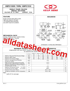 KBPC1504 Datasheet PDF Gulf Semiconductor