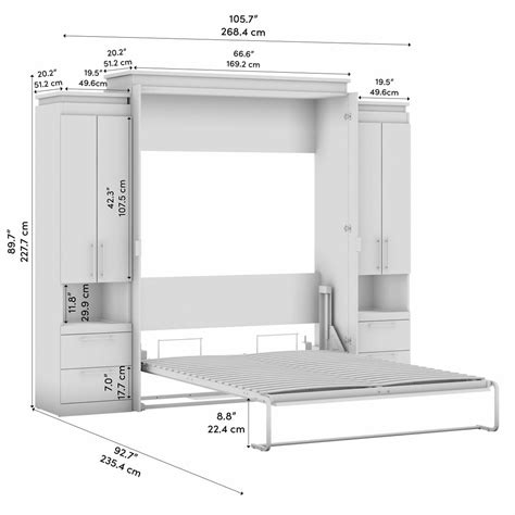 Orion Grand Lit Escamotable Avec Armoires Et Tablettes Coulissantes