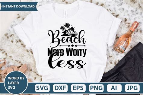 Beach More Worry Less Vector T Shirt Design Buy T Shirt Designs