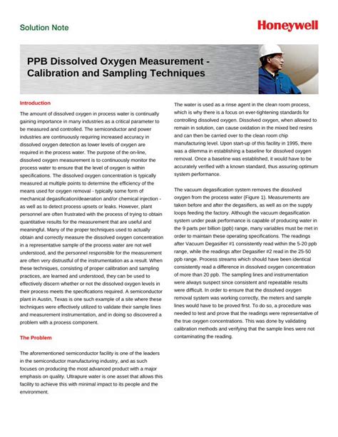 Pdf Ppb Dissolved Oxygen Measurement Calibration And Dissolved