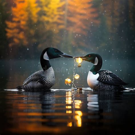 Common Loon Gavia Immer Feeding A Fish To Its Made With Generative AI