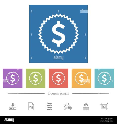 American Dollar Sticker Alternate Flat White Icons In Square