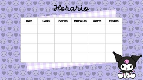 Horario Kuromi My Melody Caratulas Para Secundaria Etiquetas Para