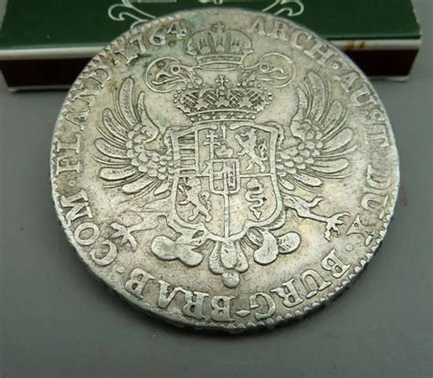 FFNO JE RDR HAUS HABSBURG 1 KRONENTALER 1764 BRÜSSEL Silber Münze Maria