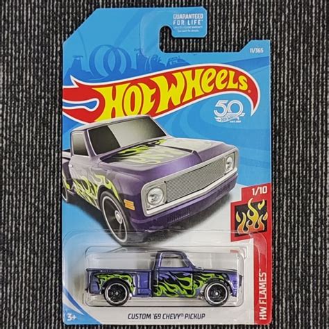 Hot Wheels Custom 69 Chevy Pickup 1969 Chevrolet Art Cars Trucks Flames Shopee Malaysia