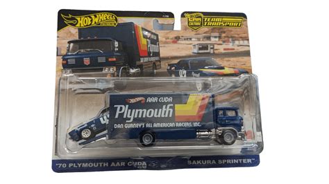 Hot Wheels Plymouth AAR Cuda Sakura Sprinter Premium Transport Hauler MOPAR Collectible