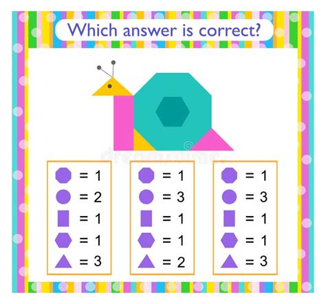 Math Activity for Kids. Need To Find the Correct Answer Stock