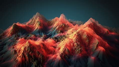 Low Poly Topographic Terrain With Yellow Beach Rocks In D Rendering