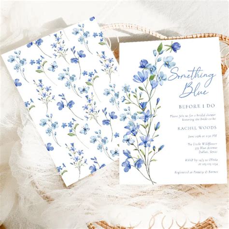 Elegant Floral Something Blue Bridal Shower Invitation Zazzle