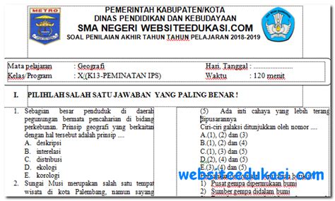 Soal Geografi Kelas Semester Berkas Belajar