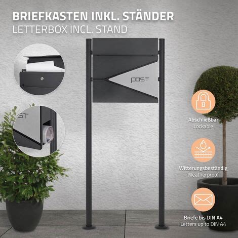 Ml Design Briefkasten Mit Zeitungsfach X X Cm Anthrazit Silber