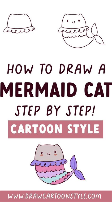 [Tutorial] mermaid cat drawing | Mermaid cat, Mermaid drawings, Cartoon ...