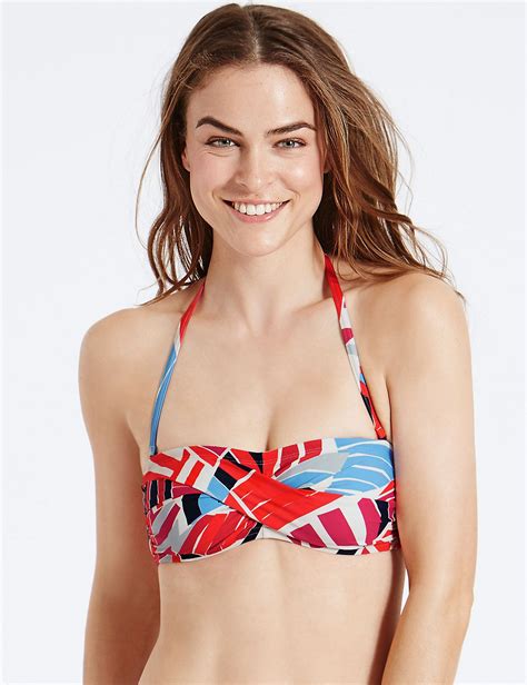 Printed Bandeau Bikini Top M S Collection M S Printed Bandeau