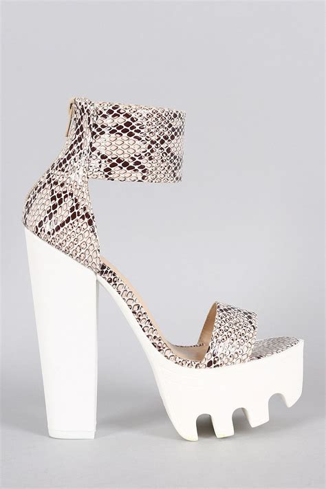 Wild Diva Lounge Snake Lug Sole Platform Heel Heels Platform Heels