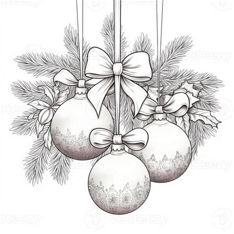 a drawing of three christmas ornaments hanging from a tree branch ...