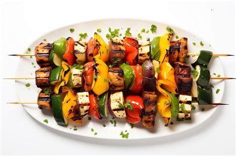 Brochettes Végétariennes Sizzling Veggie Delight Avec Halloumi Sur Le